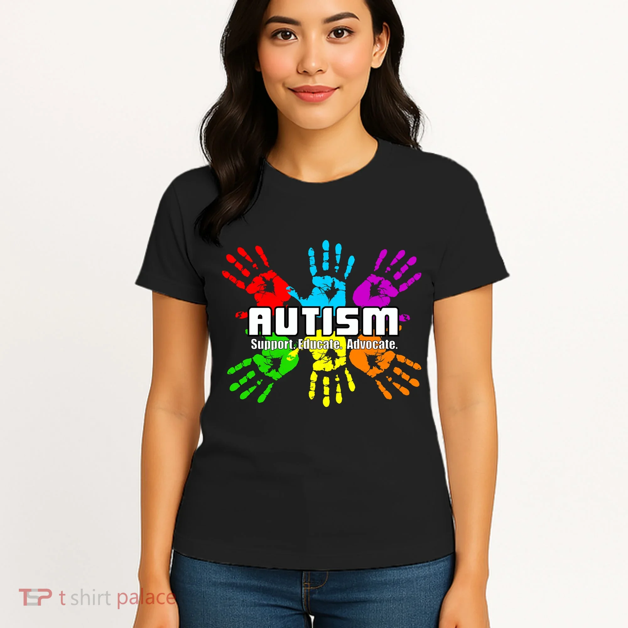 Support Educate Advocate Autism Handprint Women's T-Shirt