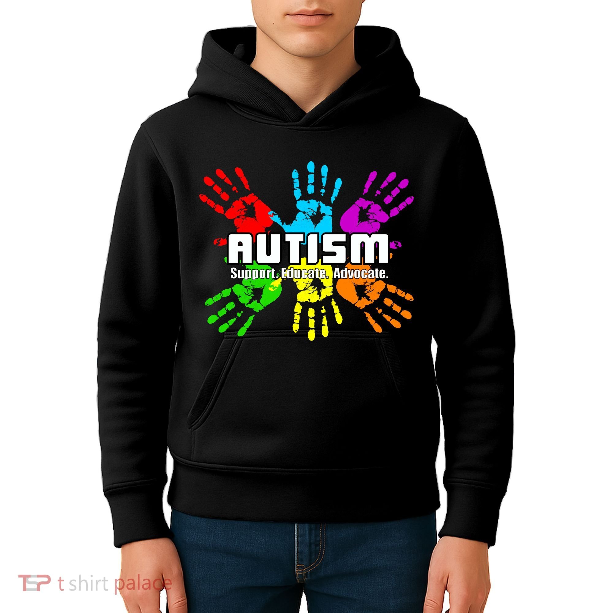 Support Educate Advocate Autism Handprint Kids Hoodie