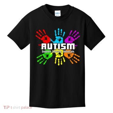 Support Educate Advocate Autism Handprint Kids T-Shirt