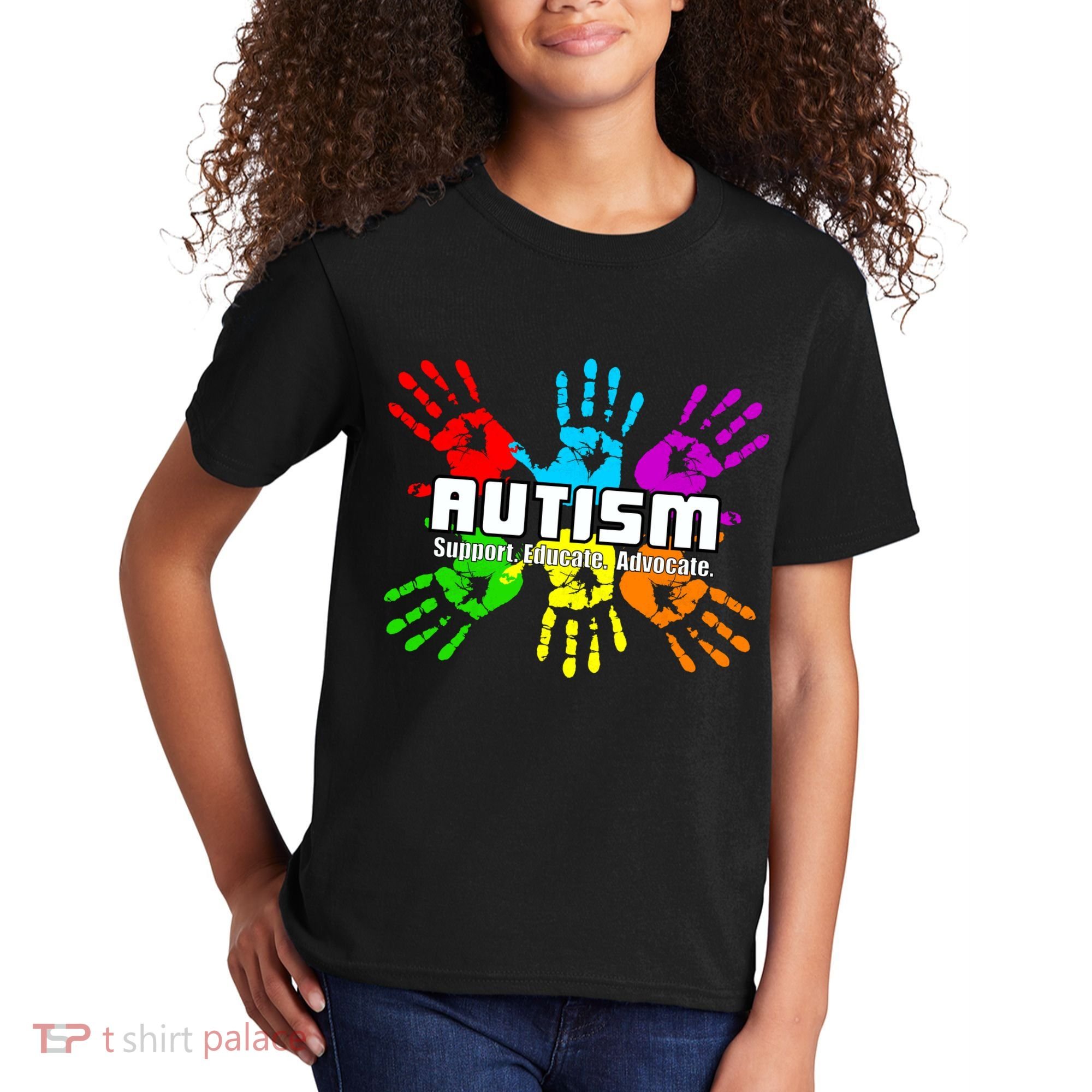 Support Educate Advocate Autism Handprint Kids T-Shirt