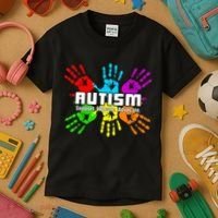 Support Educate Advocate Autism Handprint Kids T-Shirt thumb 3