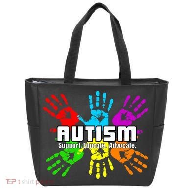 Support Educate Advocate Autism Handprint Tote Bag