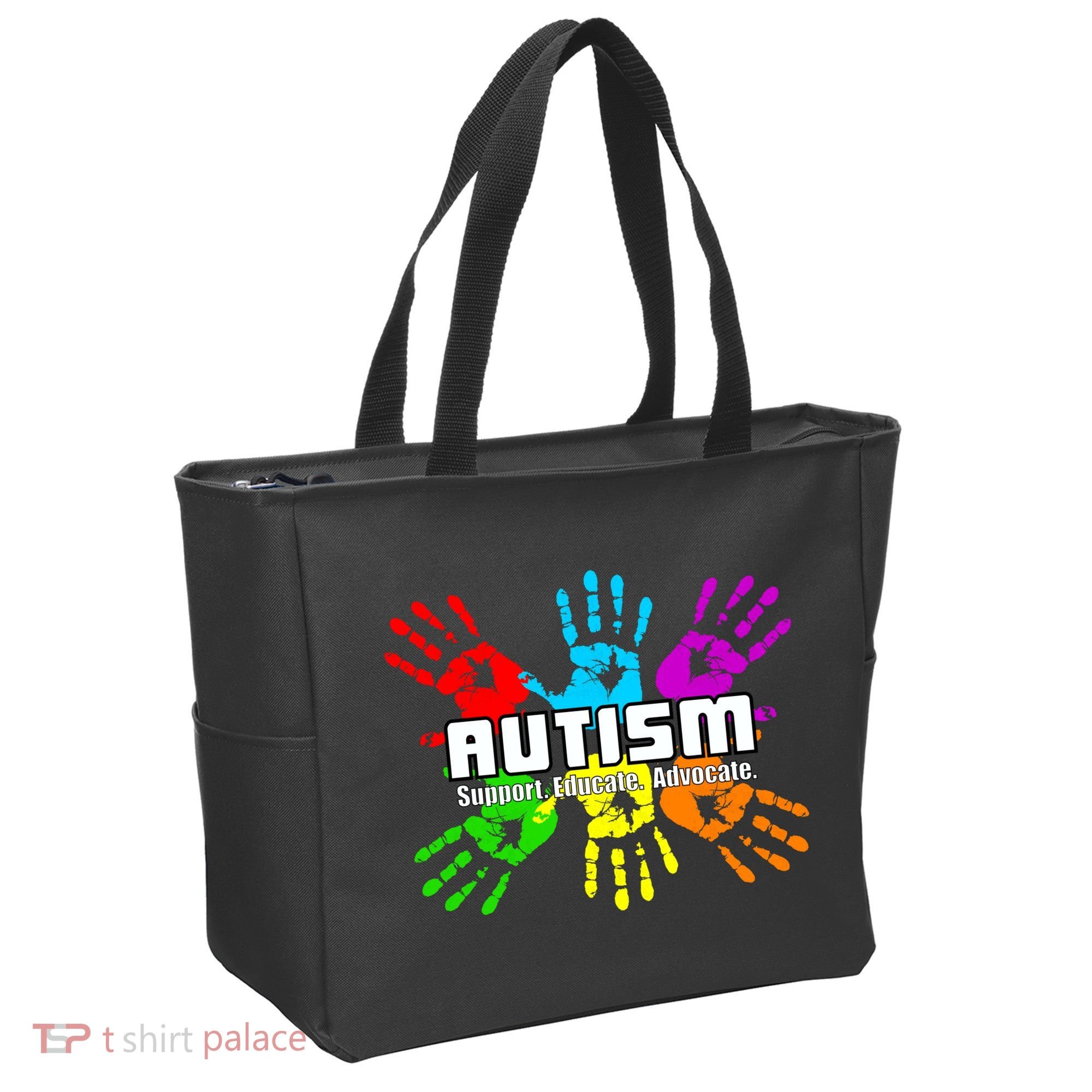 Support Educate Advocate Autism Handprint Tote Bag