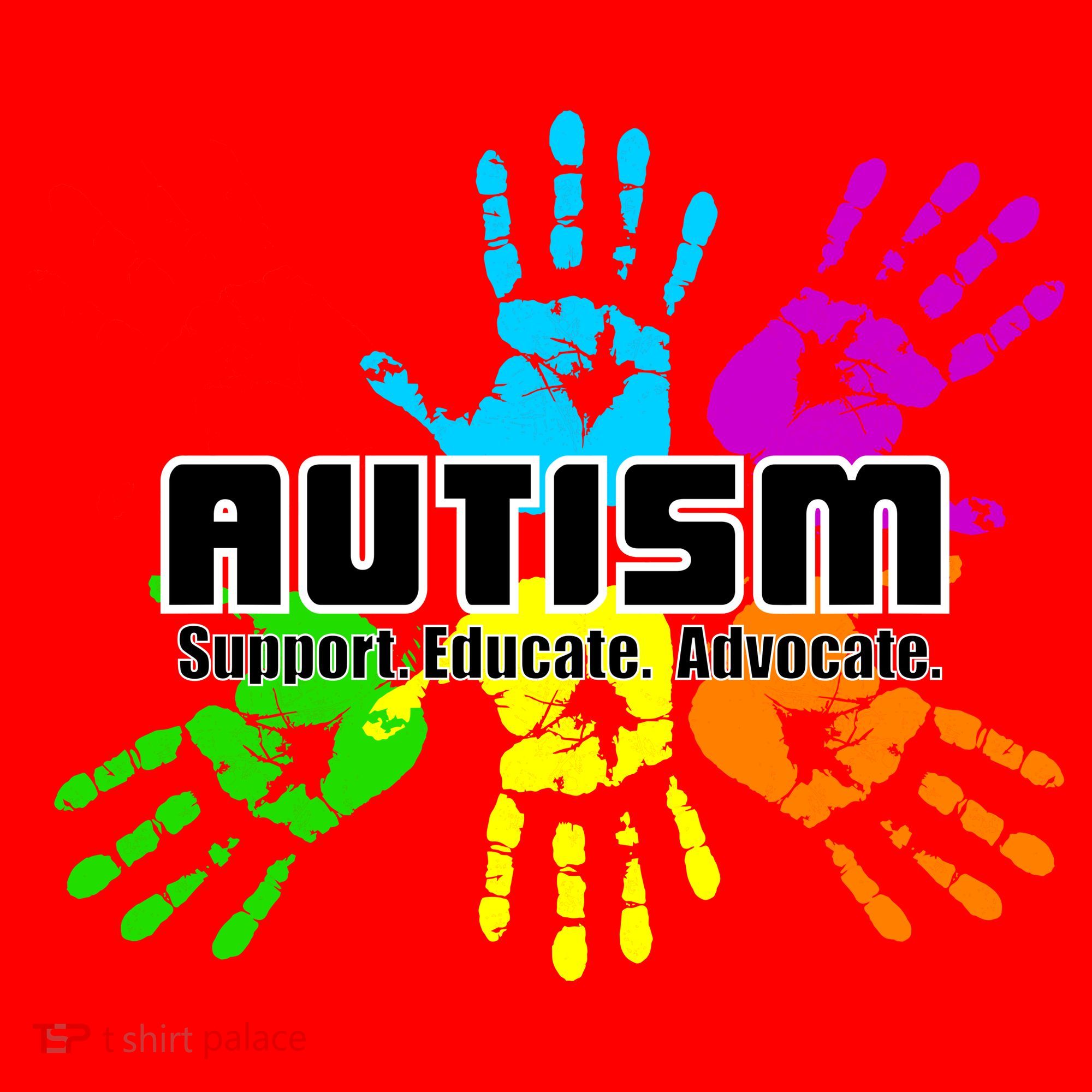 Support Educate Advocate Autism Handprint Santa Hat