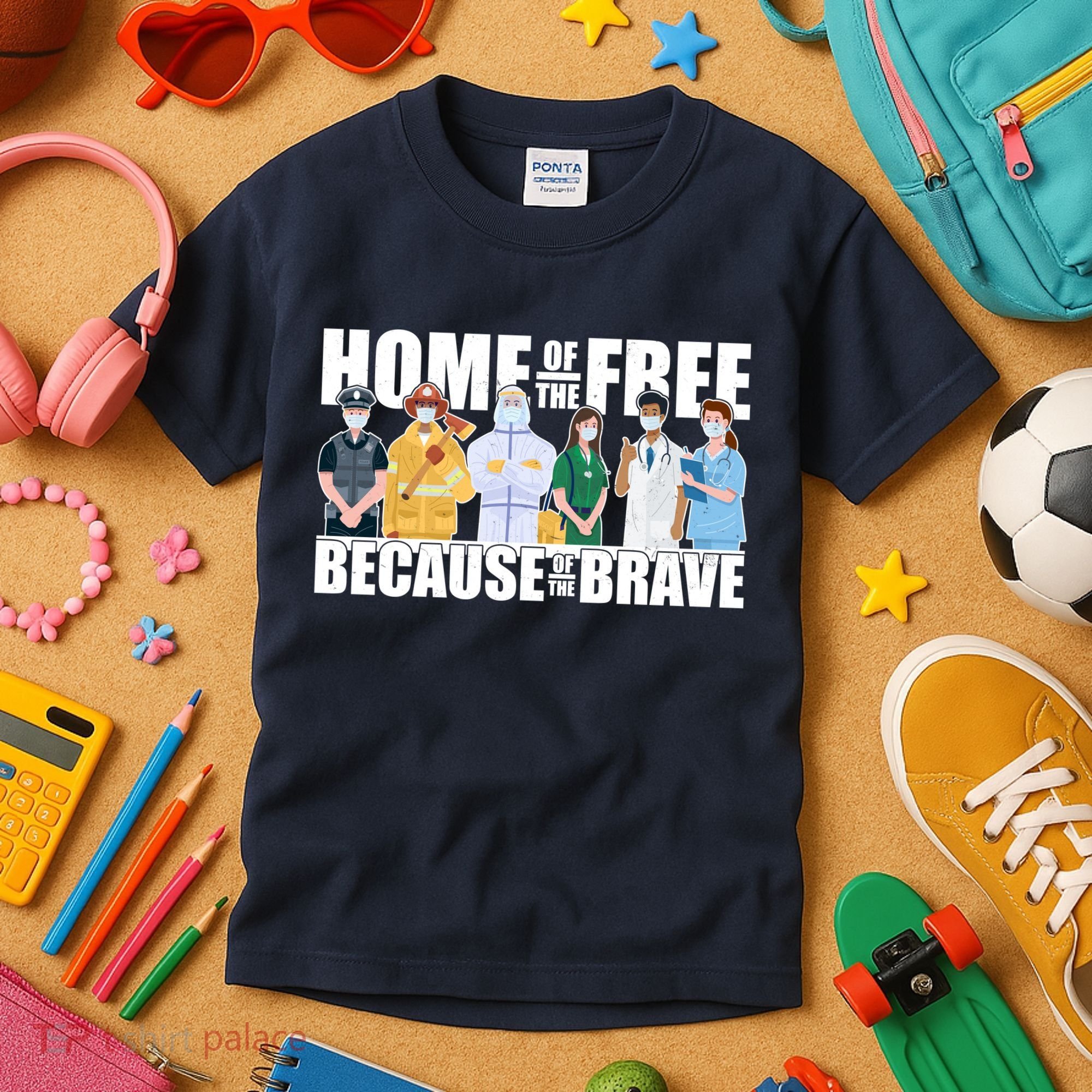 Support Frontline Workers Home Of The Free Kids T-Shirt