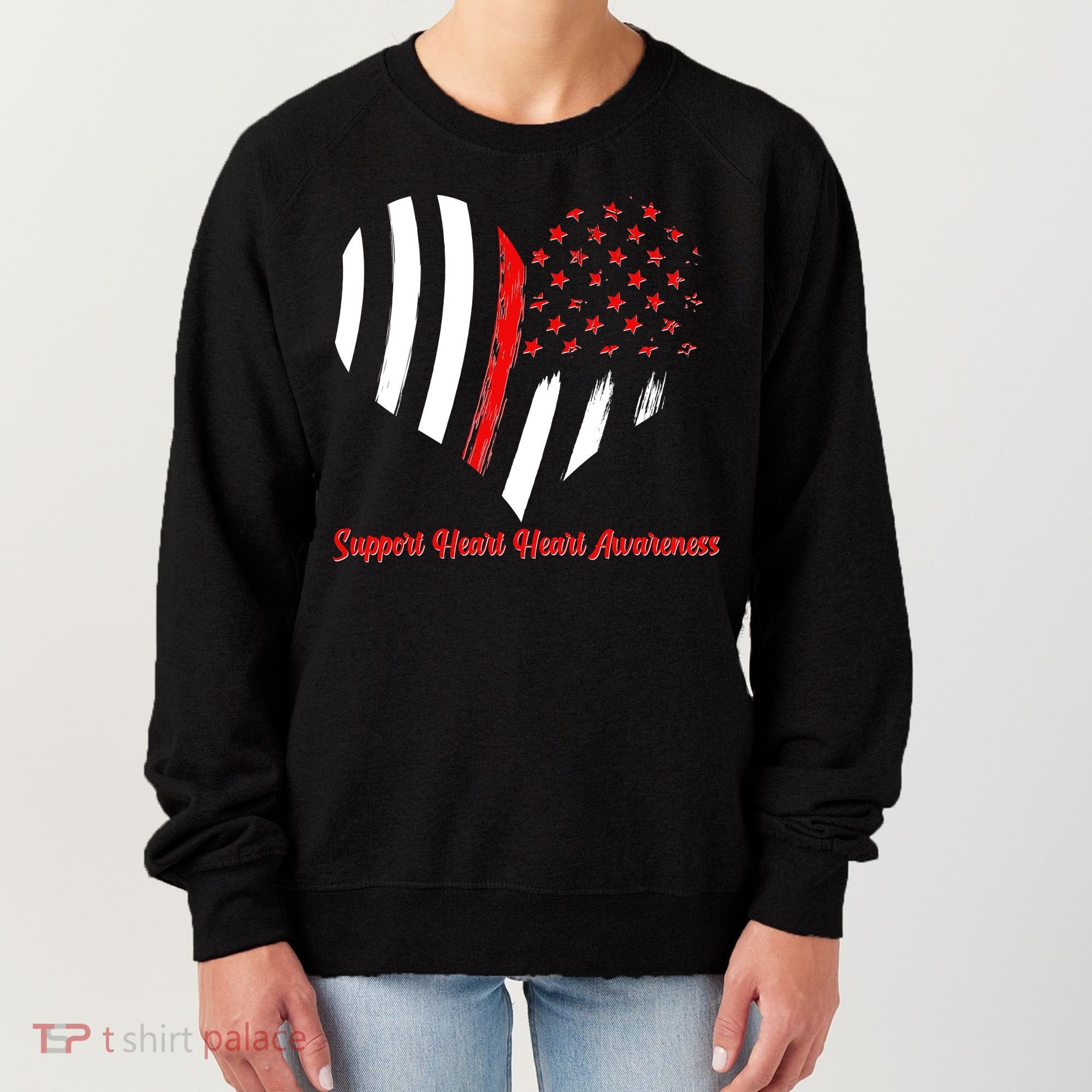 Support Heart Health Awareness - American US Flag Women's Sweatshirt