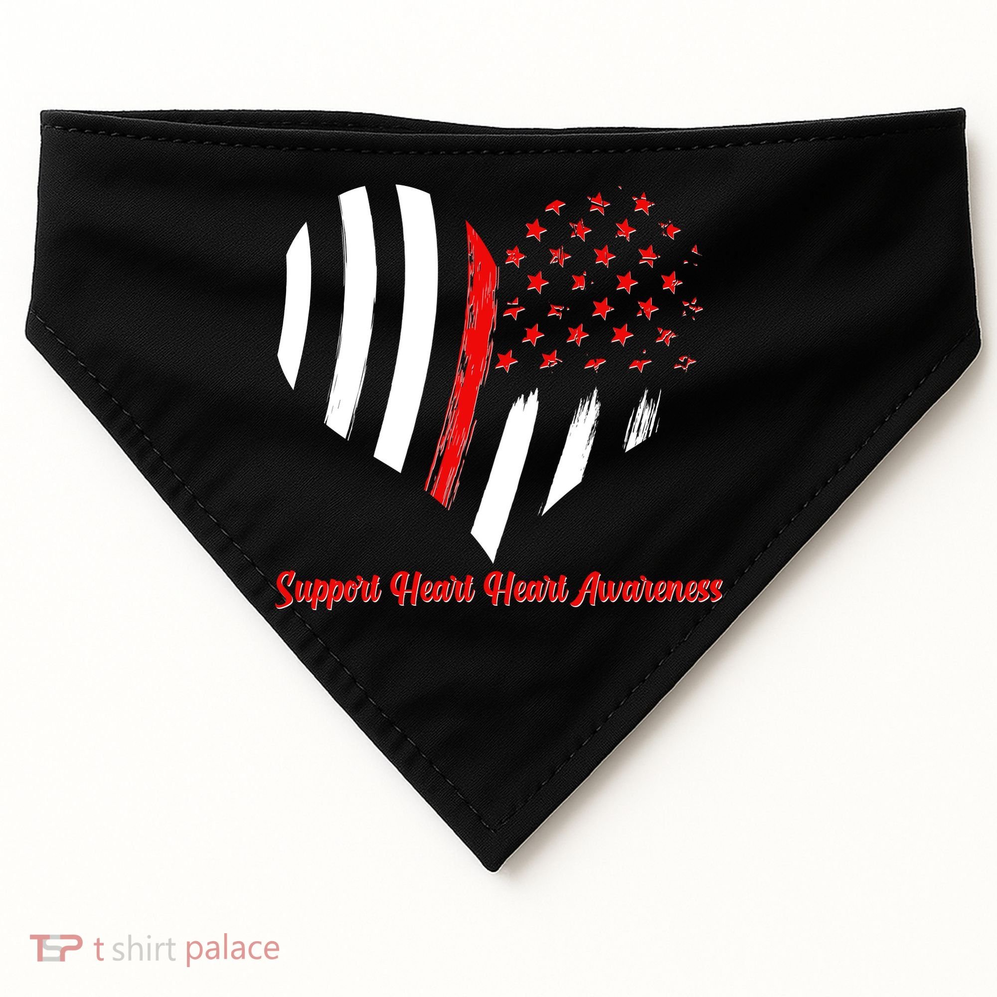 Support Heart Health Awareness - American US Flag USA-Made Doggie Bandana