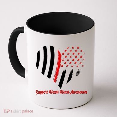 Support Heart Health Awareness - American US Flag Coffee Mug