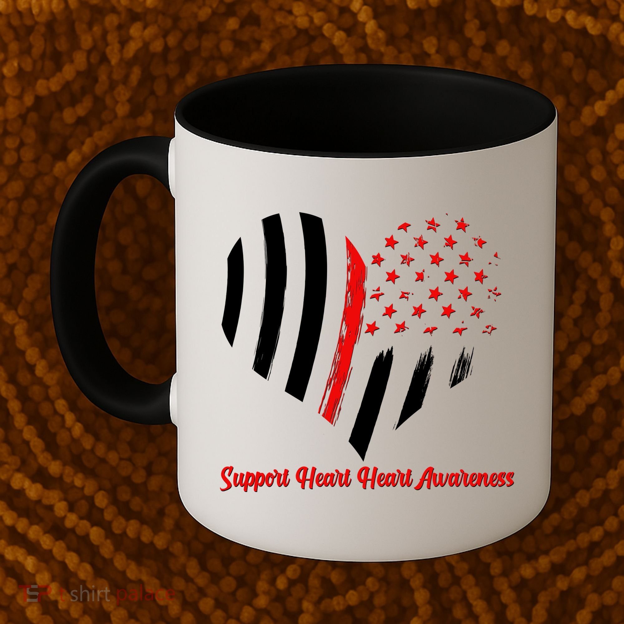 Support Heart Health Awareness - American US Flag Coffee Mug