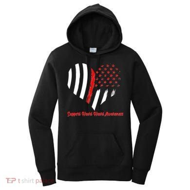 Support Heart Health Awareness - American US Flag Women's Hoodie
