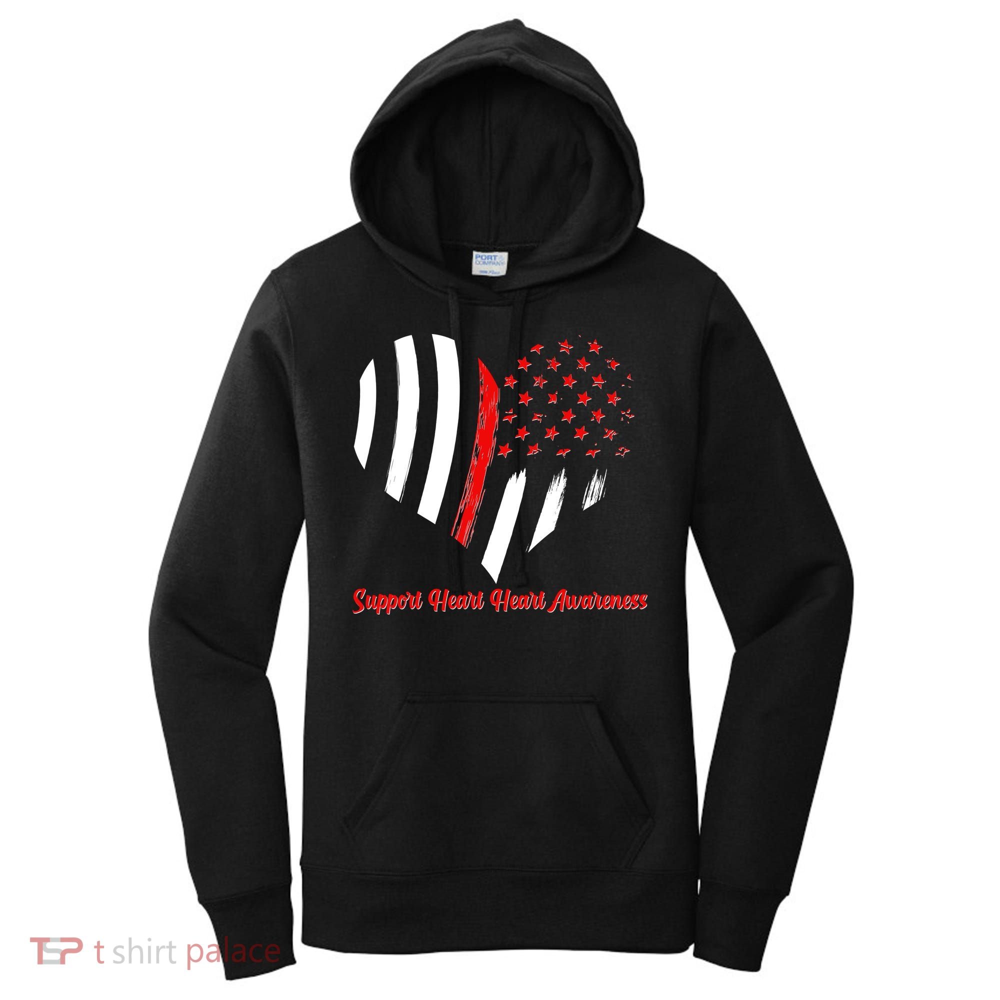 Support Heart Health Awareness - American US Flag Women's Hoodie