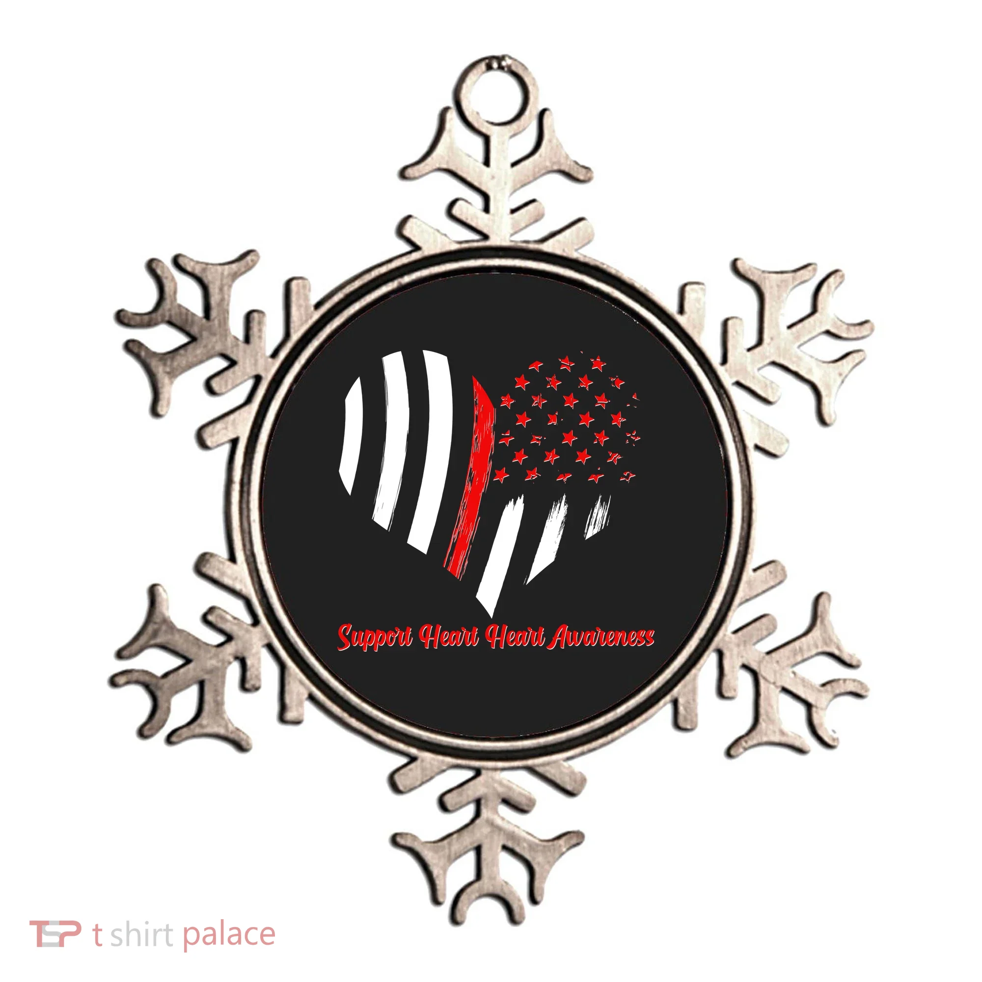 Support Heart Health Awareness - American US Flag Ornament