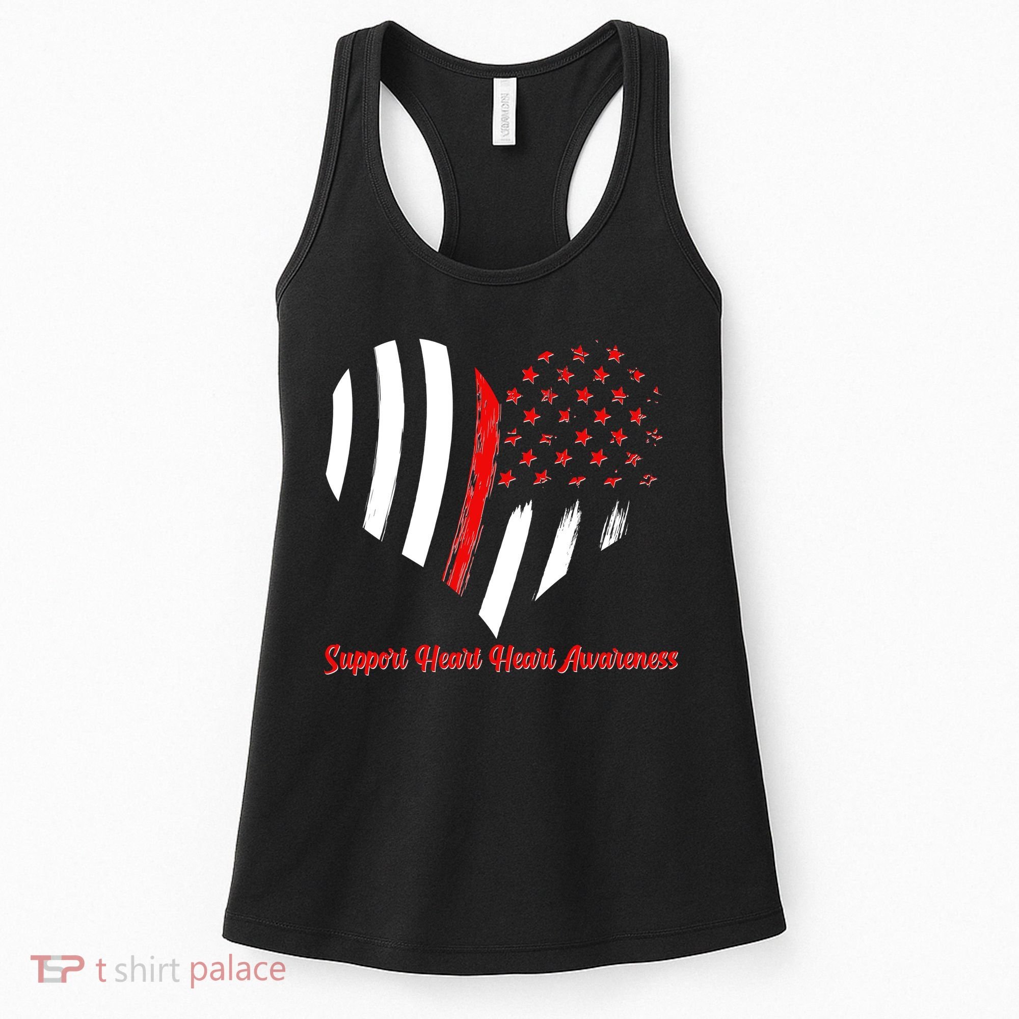 Support Heart Health Awareness - American US Flag Women's Tank Top