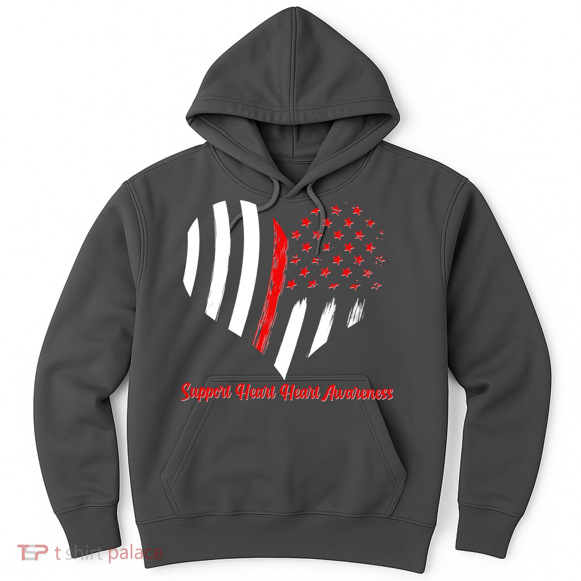 Support Heart Health Awareness - American US Flag Hoodie