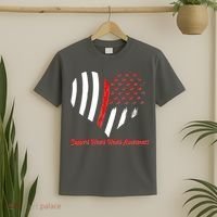 Support Heart Health Awareness - American US Flag T-Shirt thumb 2