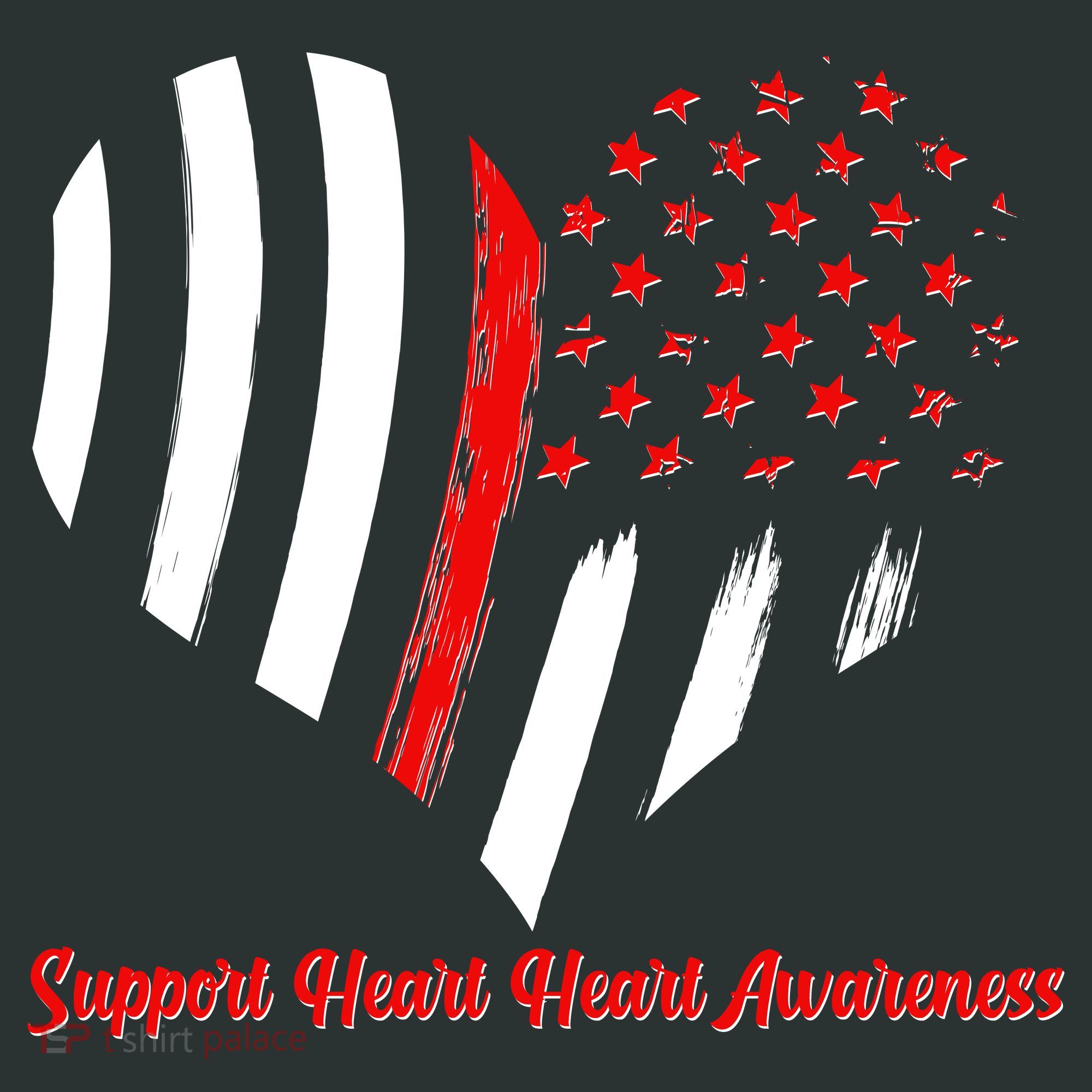 Support Heart Health Awareness - American US Flag T-Shirt