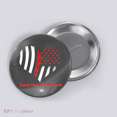 Support Heart Health Awareness - American US Flag Button