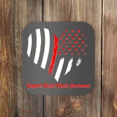 Support Heart Health Awareness - American US Flag Coaster