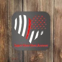 Support Heart Health Awareness - American US Flag Coaster thumb 0