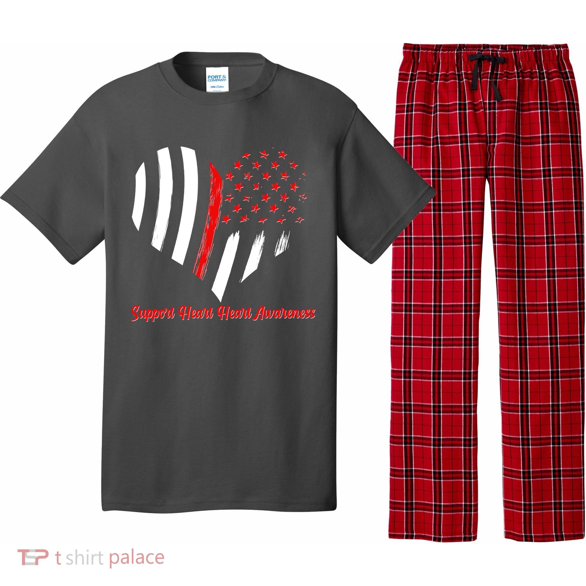 Support Heart Health Awareness - American US Flag Pajama Set