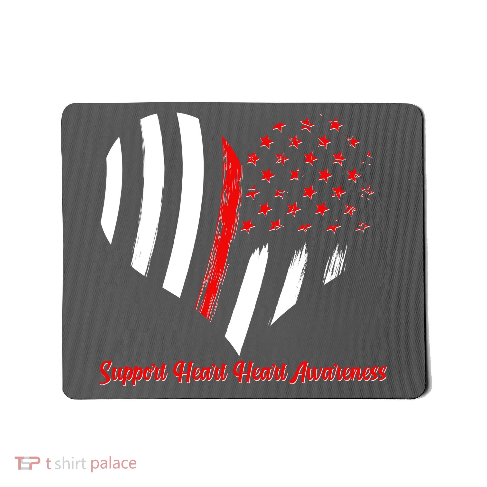 Support Heart Health Awareness - American US Flag Mousepad
