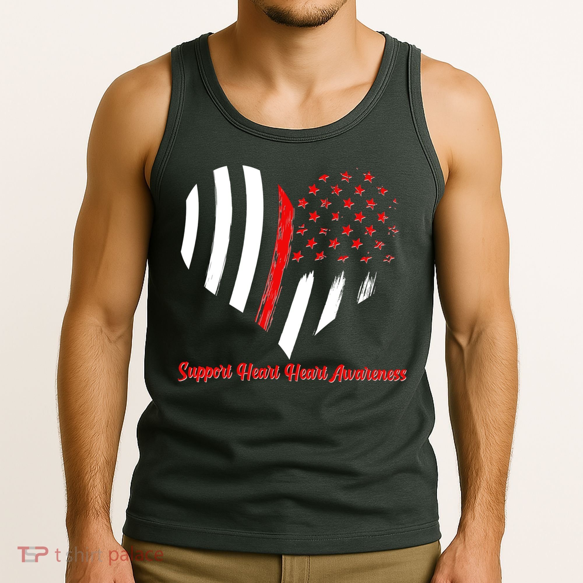 Support Heart Health Awareness - American US Flag Tank Top
