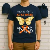 Support MS Help Find The Cure Ribbon Multiple Sclerosis T-Shirt thumb 6