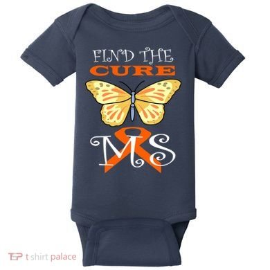Support MS Help Find The Cure Ribbon Multiple Sclerosis Baby Bodysuit