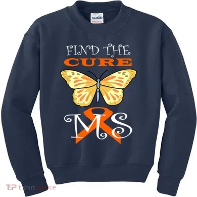 Support MS Help Find The Cure Ribbon Multiple Sclerosis Kids Sweatshirt