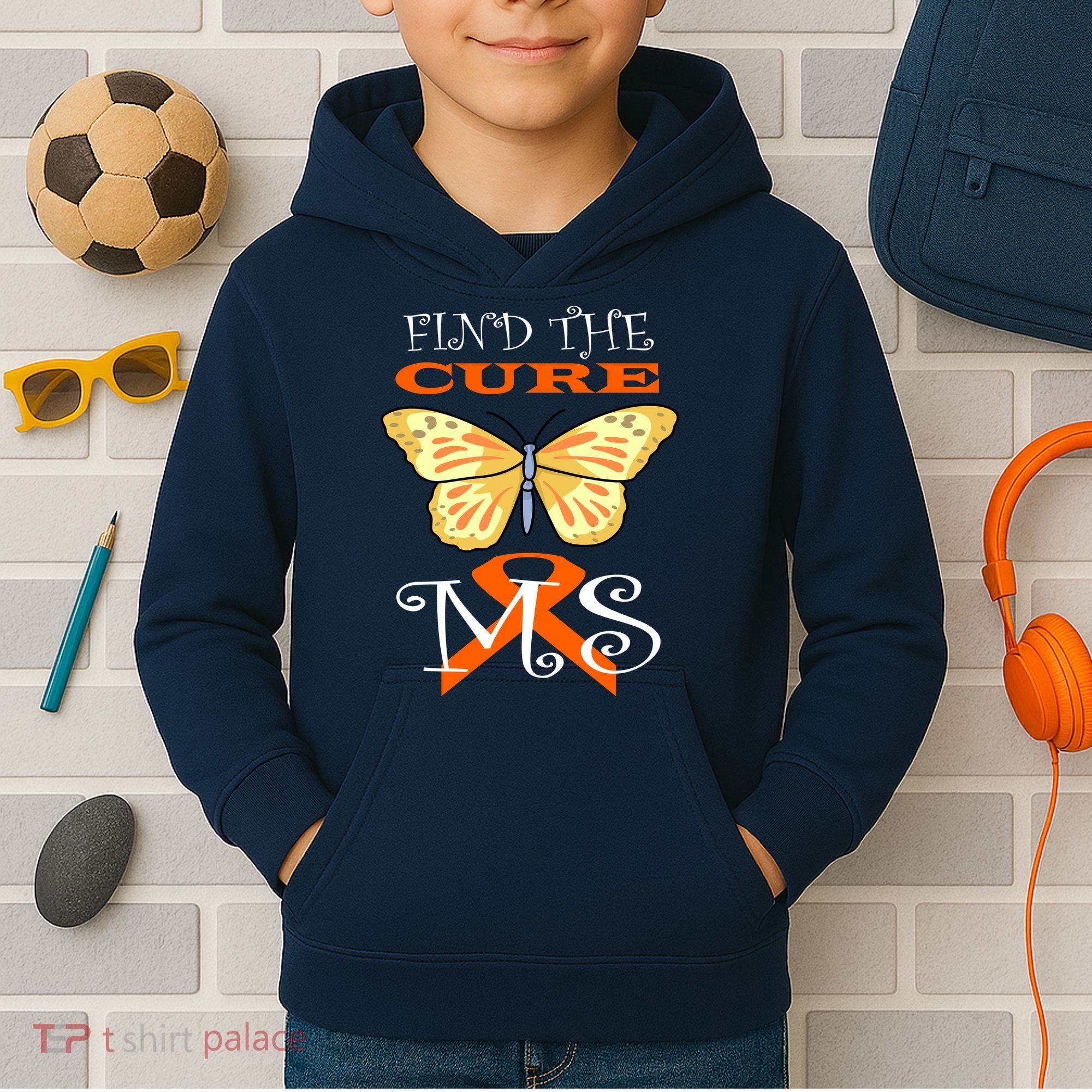 Support MS Help Find The Cure Ribbon Multiple Sclerosis Kids Hoodie