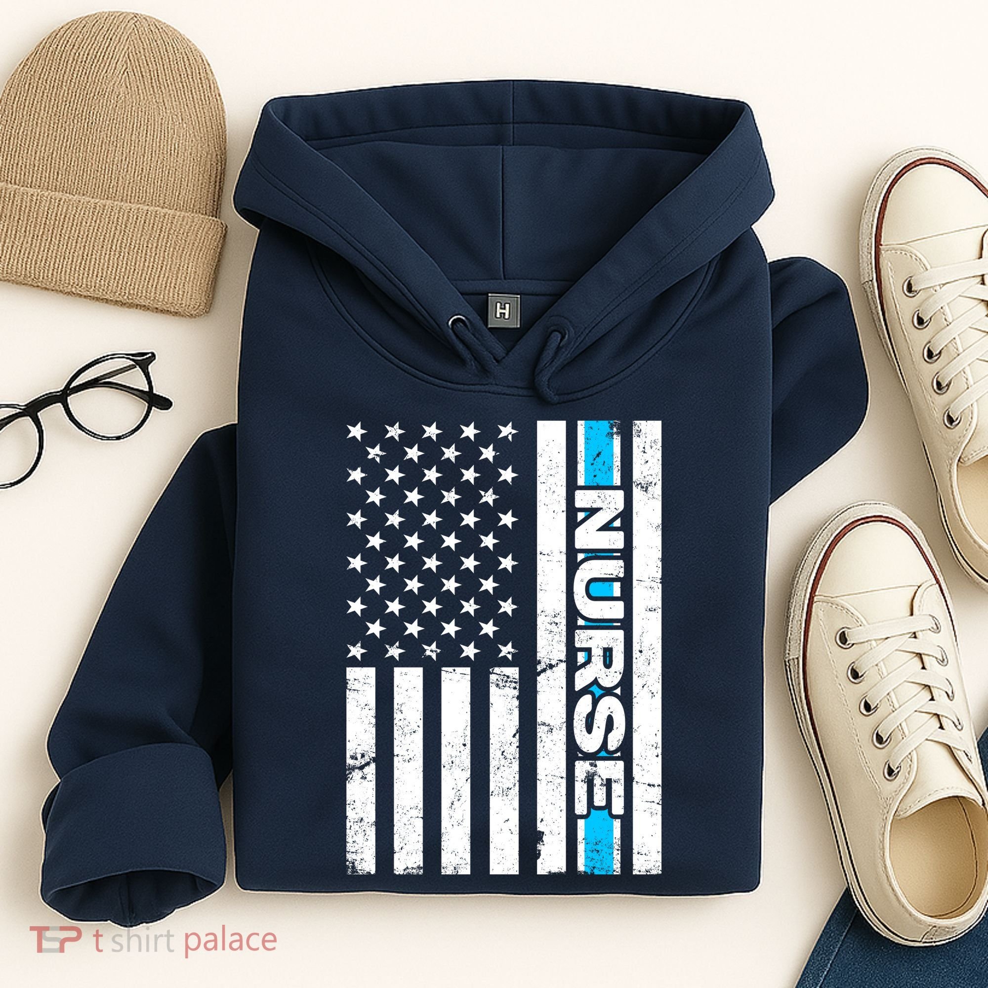 Support Nurses Front Line Flag Hoodie