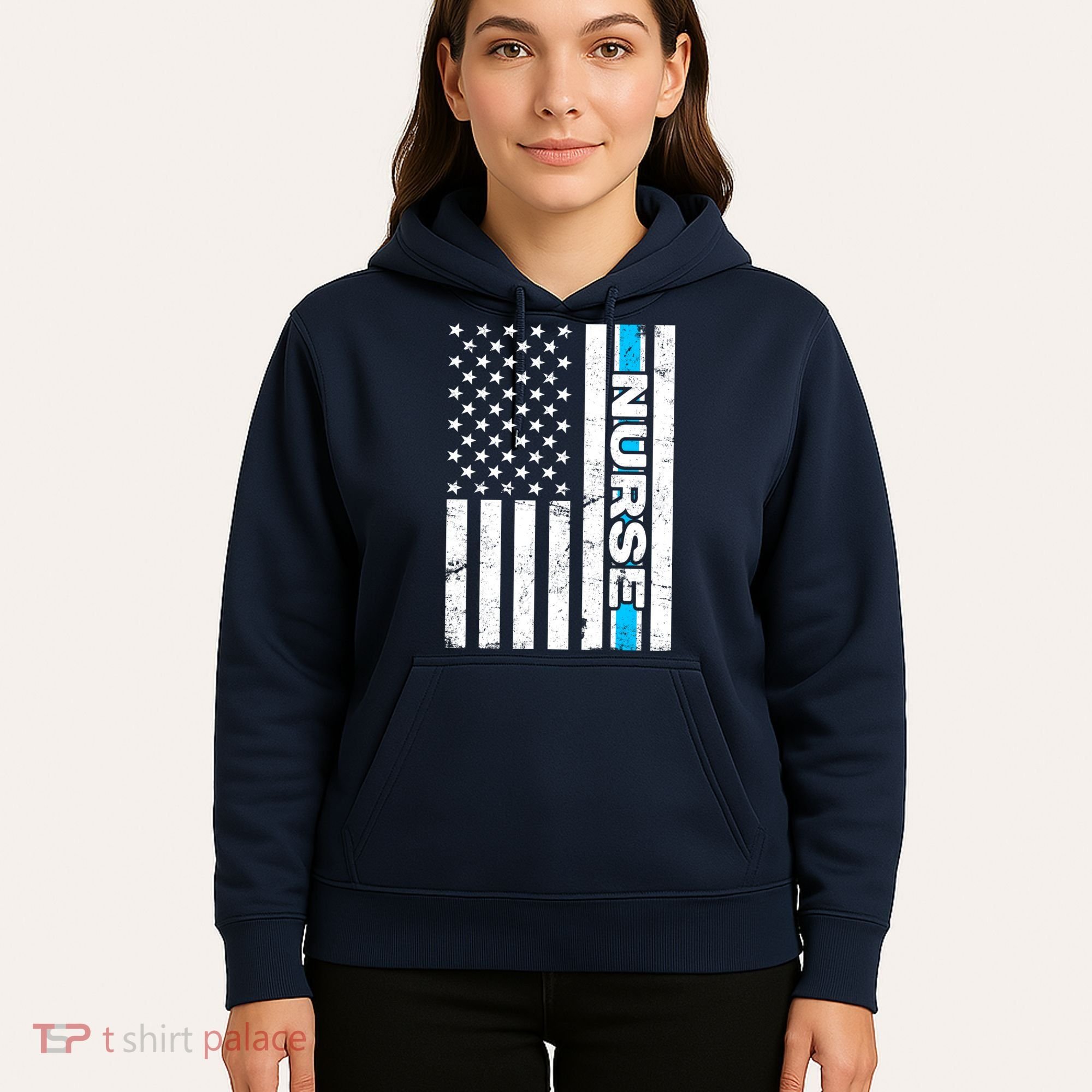 Support Nurses Front Line Flag Hoodie