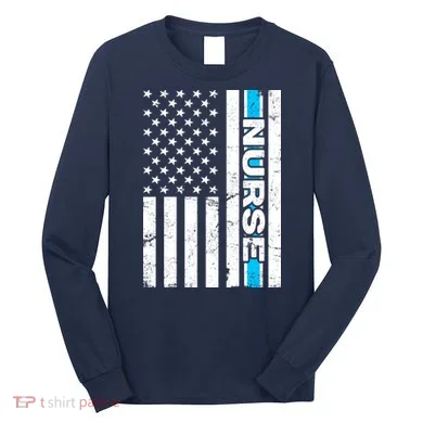 Support Nurses Front Line Flag Long Sleeve Shirt