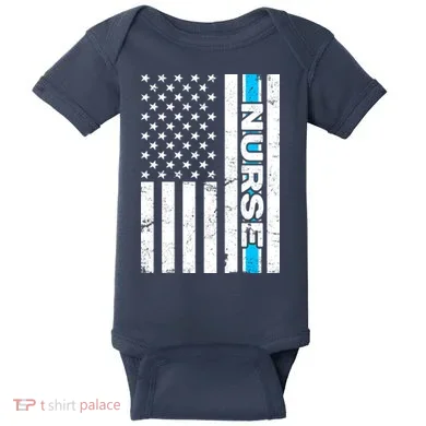 Support Nurses Front Line Flag Baby Bodysuit