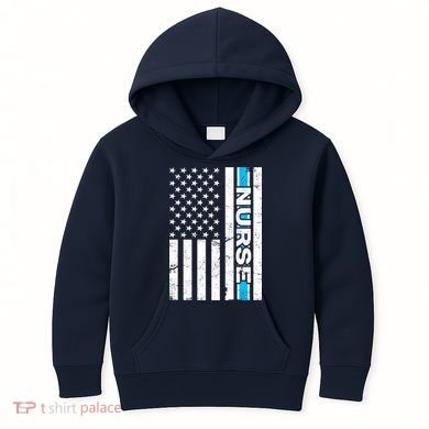 Support Nurses Front Line Flag Kids Hoodie