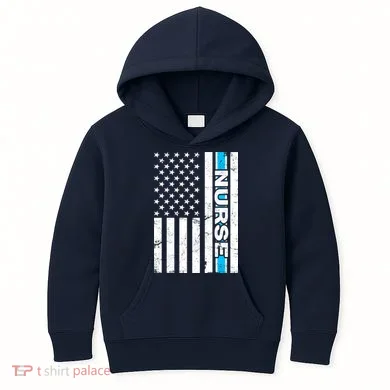 Support Nurses Front Line Flag Kids Hoodie