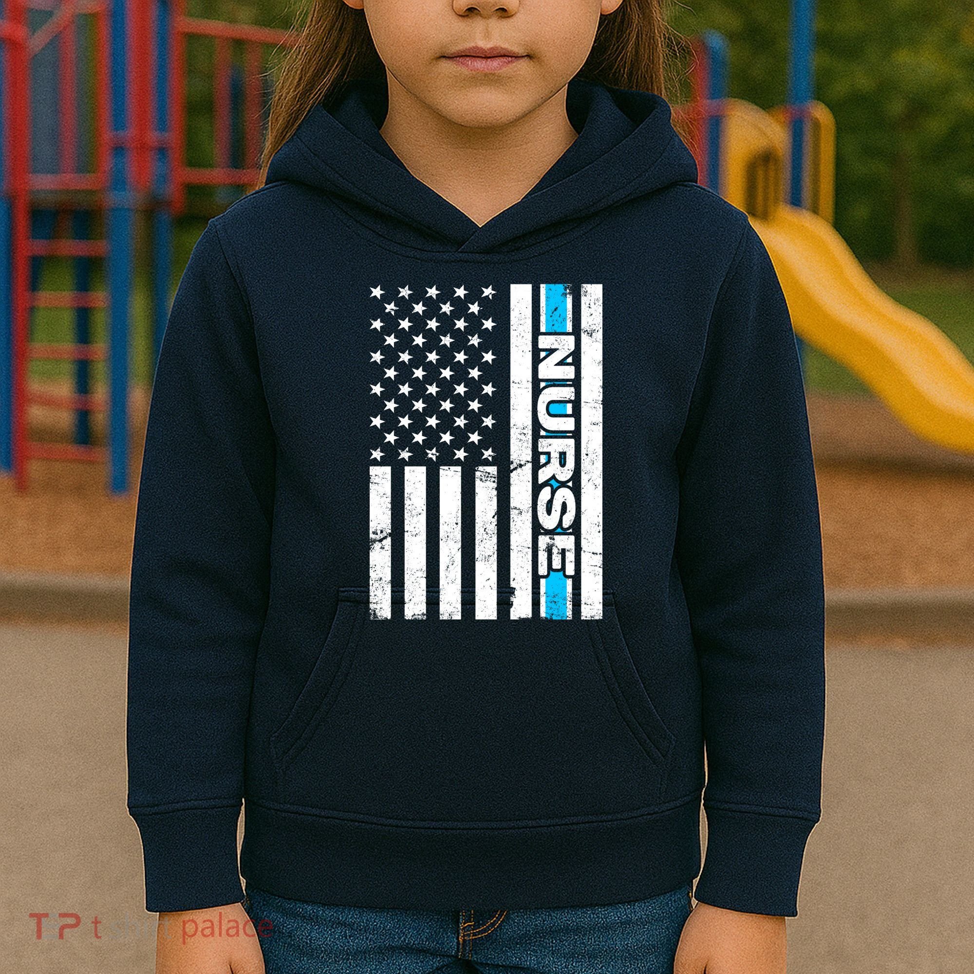 Support Nurses Front Line Flag Kids Hoodie