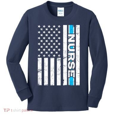 Support Nurses Front Line Flag Kids Long Sleeve Shirt