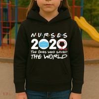 Support Nurses The Ones Who Saved The World Kids Hoodie thumb 3