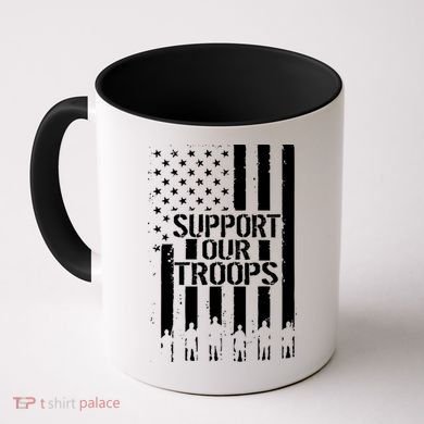 Support Our Troops Distressed American Flag Coffee Mug