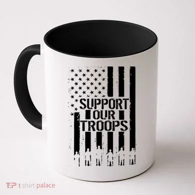 Support Our Troops Distressed American Flag Coffee Mug