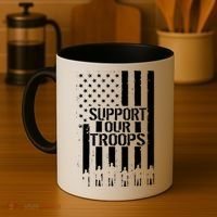 Support Our Troops Distressed American Flag Coffee Mug thumb 4