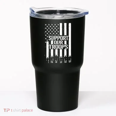 Support Our Troops Distressed American Flag Tumbler