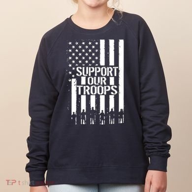 Support Our Troops Distressed American Flag Women's Sweatshirt