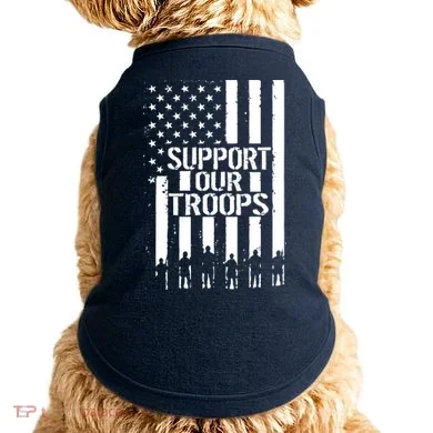 Support Our Troops Distressed American Flag Doggie Tank