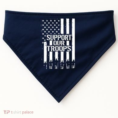 Support Our Troops Distressed American Flag USA-Made Doggie Bandana