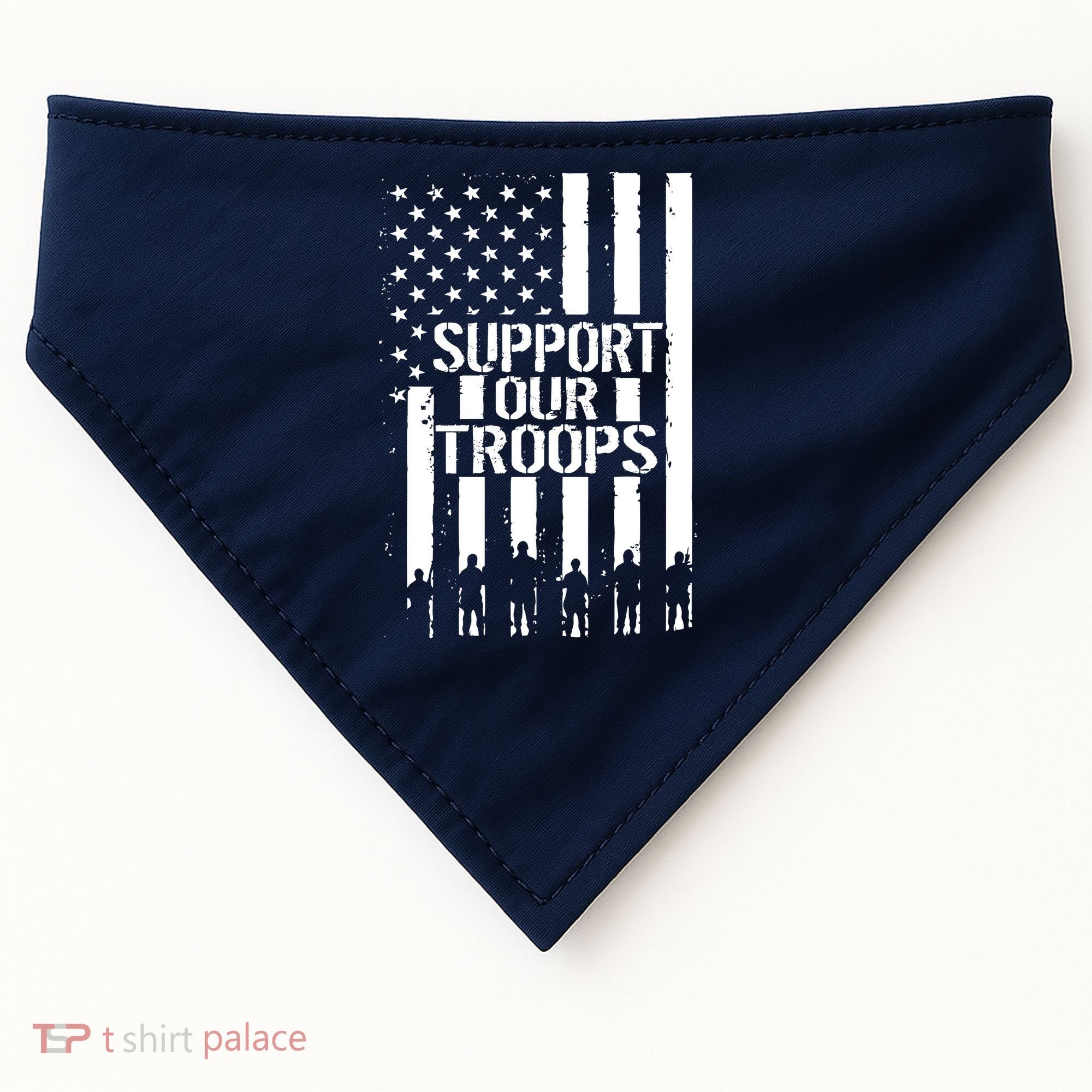 Support Our Troops Distressed American Flag USA-Made Doggie Bandana