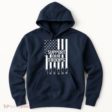 Support Our Troops Distressed American Flag Hoodie