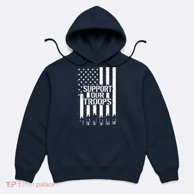 Support Our Troops Distressed American Flag Hoodie