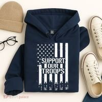 Support Our Troops Distressed American Flag Hoodie thumb 4